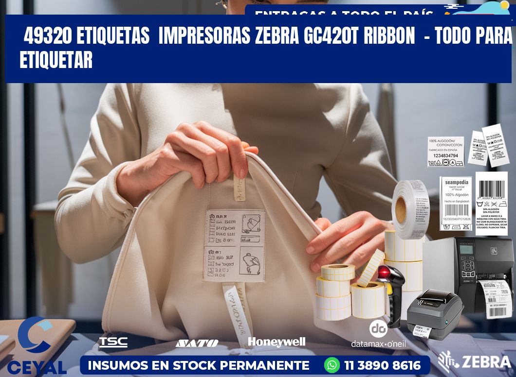49320 etiquetas  impresoras zebra gc420t ribbon  – Todo para Etiquetar