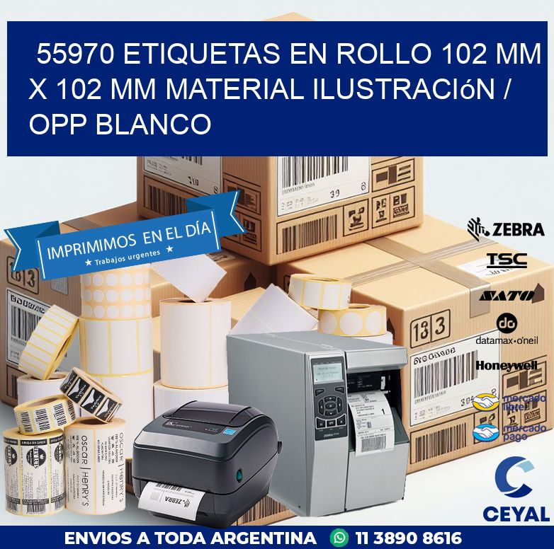 55970 Etiquetas en rollo 102 mm x 102 mm material Ilustración / OPP Blanco