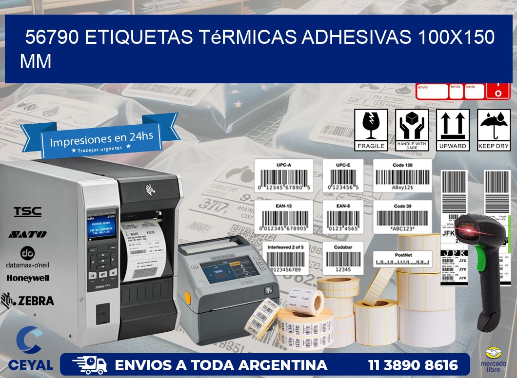 56790 etiquetas térmicas adhesivas 100x150 mm