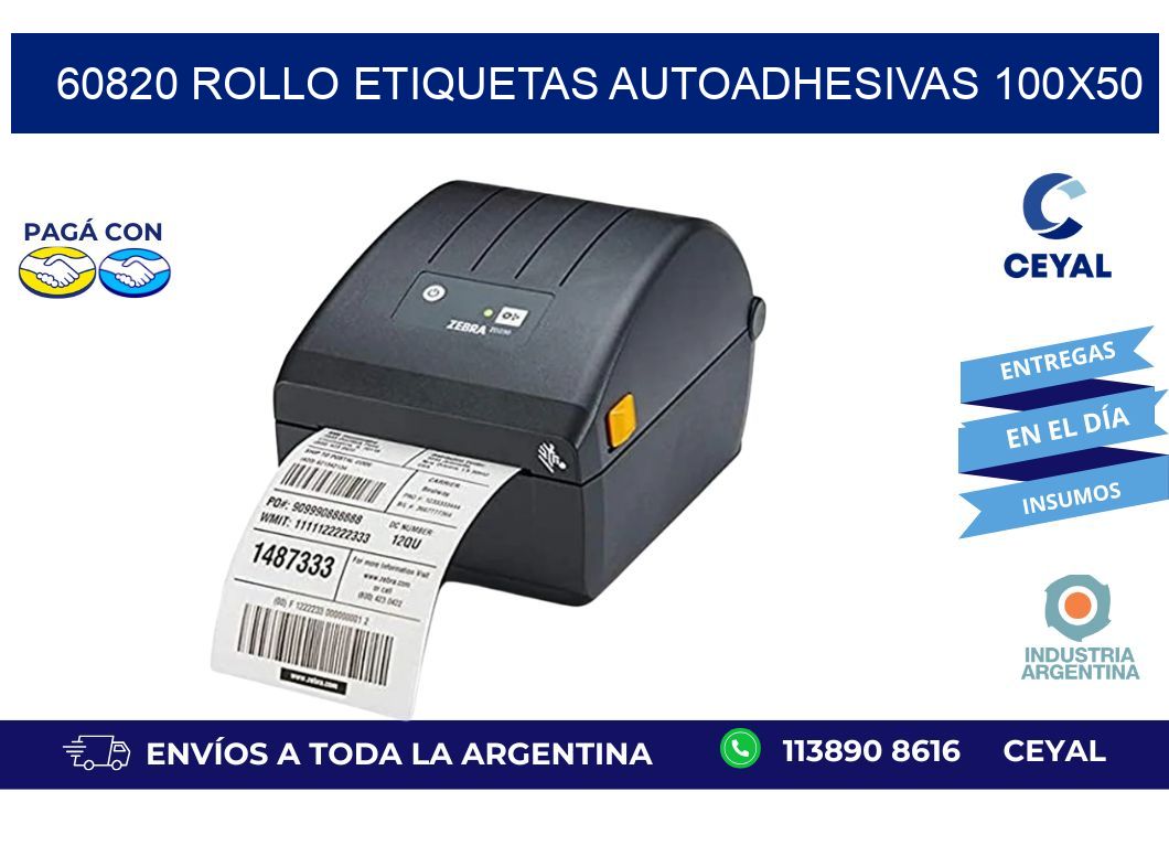 60820 Rollo Etiquetas autoadhesivas 100x50