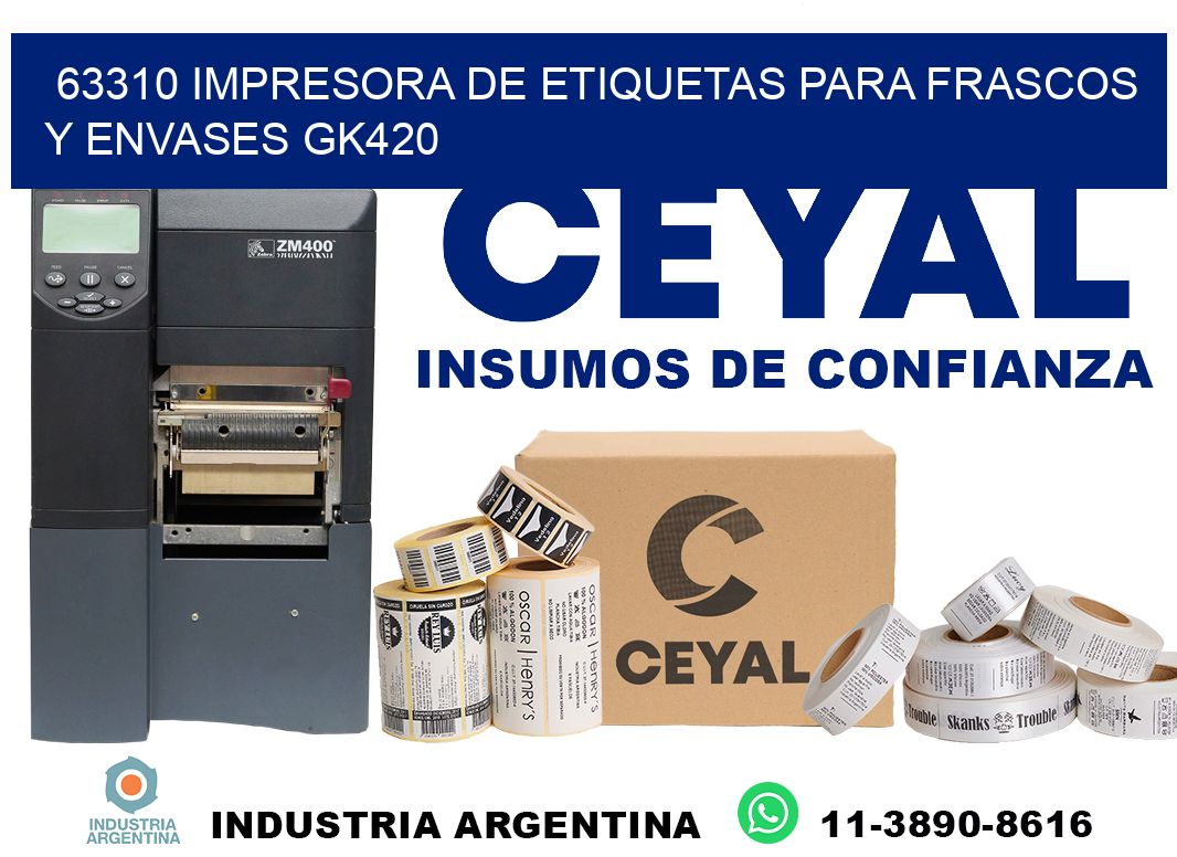 63310 impresora de etiquetas para frascos y envases GK420