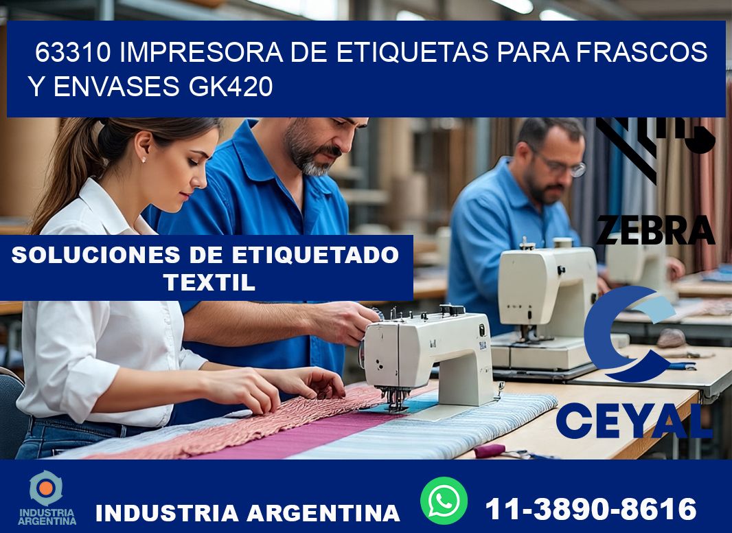 63310 impresora de etiquetas para frascos y envases GK420