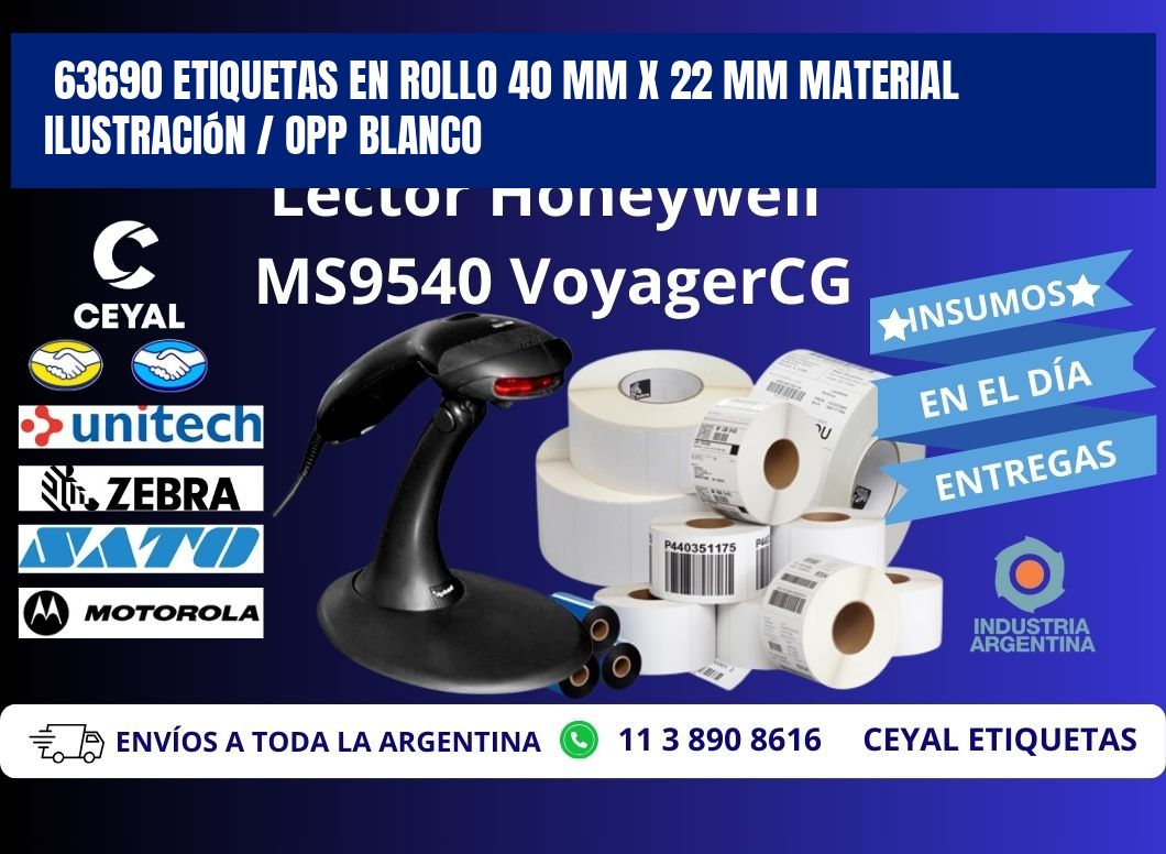 63690 Etiquetas en rollo 40 mm x 22 mm material Ilustración / OPP Blanco