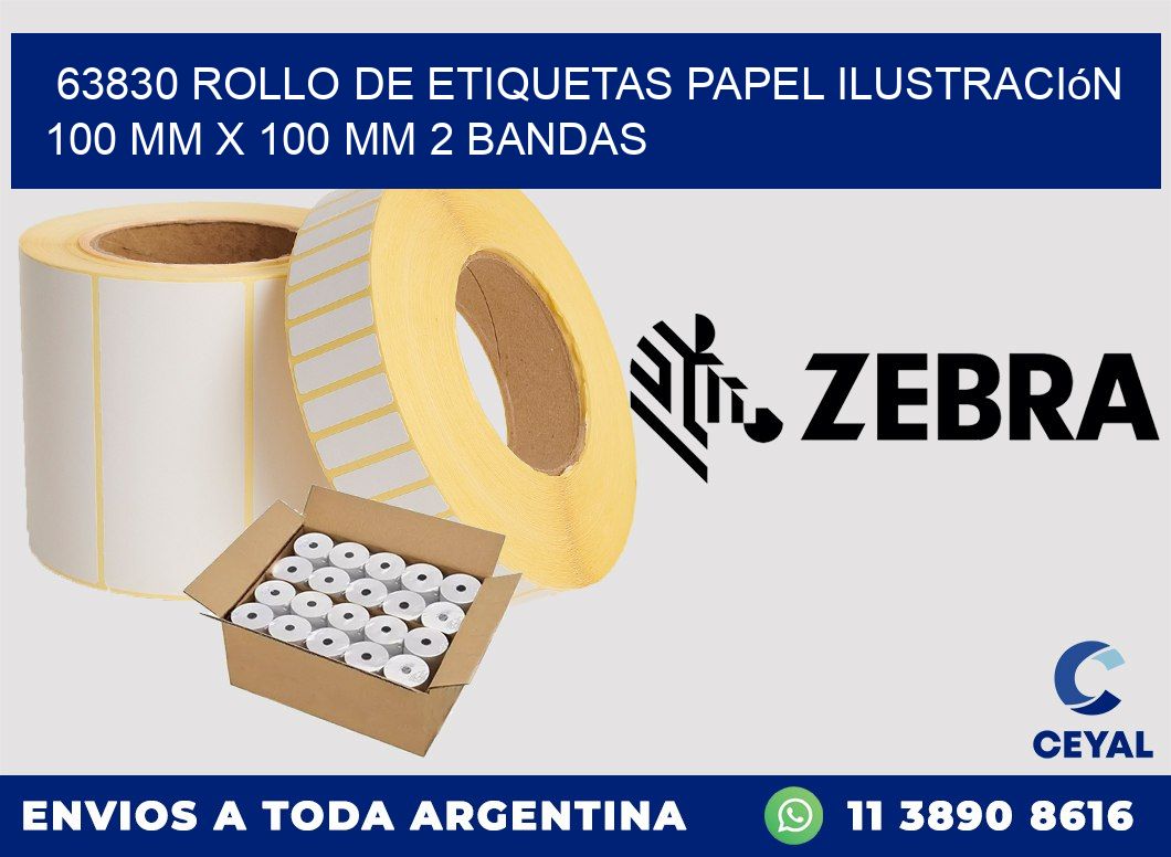 63830 Rollo de Etiquetas Papel Ilustración 100 mm x 100 mm 2 Bandas