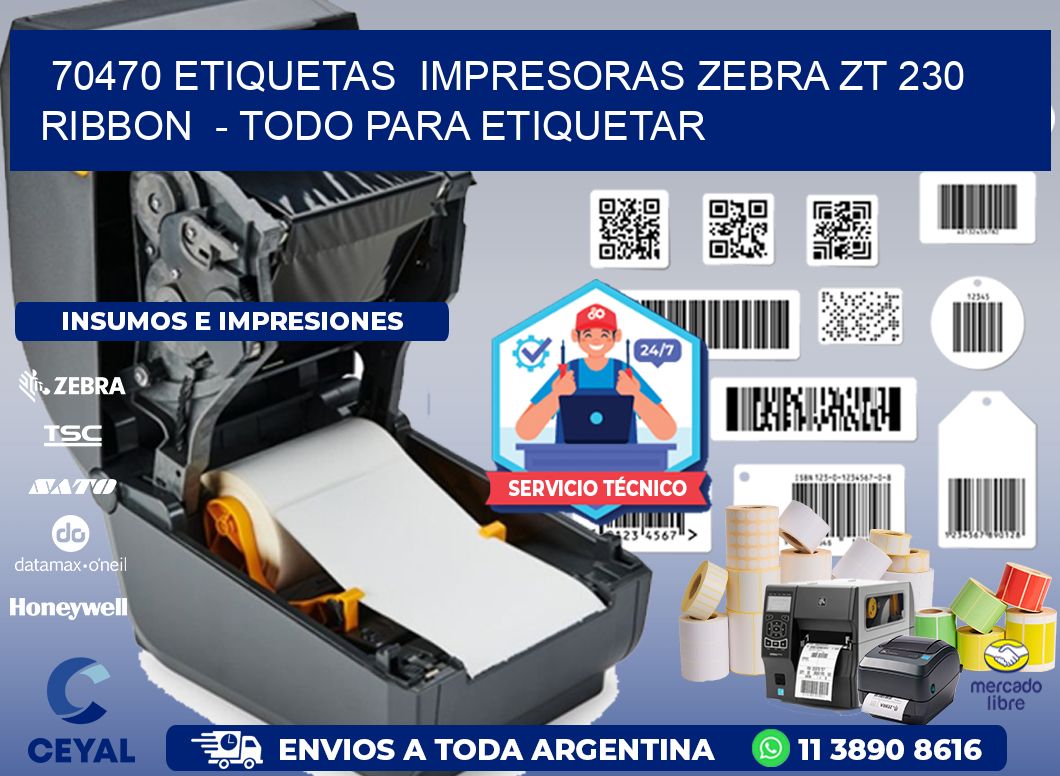 70470 etiquetas impresoras zebra zt 230 ribbon - Todo para Etiquetar