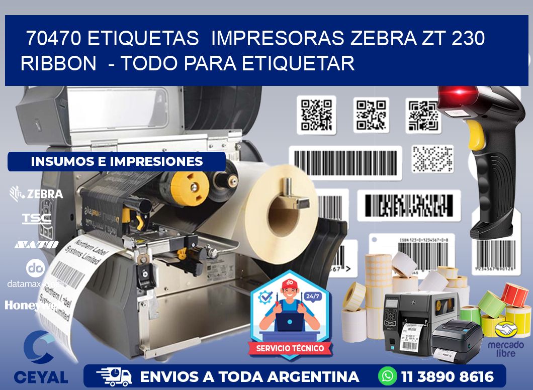 70470 etiquetas impresoras zebra zt 230 ribbon - Todo para Etiquetar