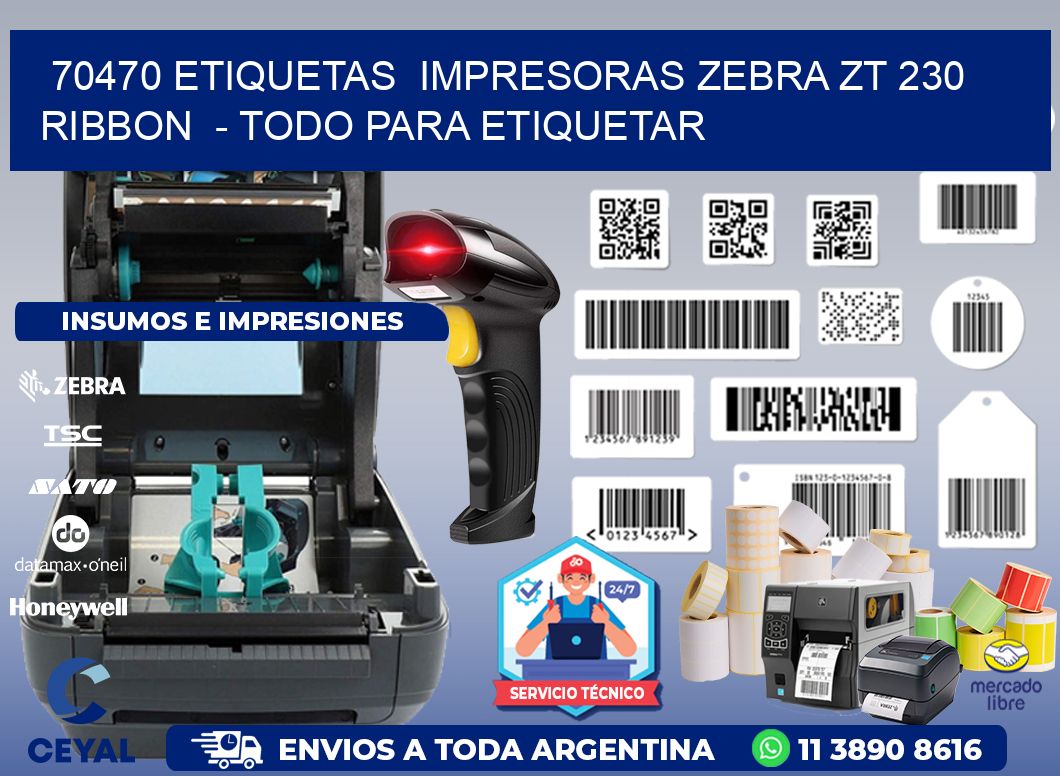 70470 etiquetas impresoras zebra zt 230 ribbon - Todo para Etiquetar