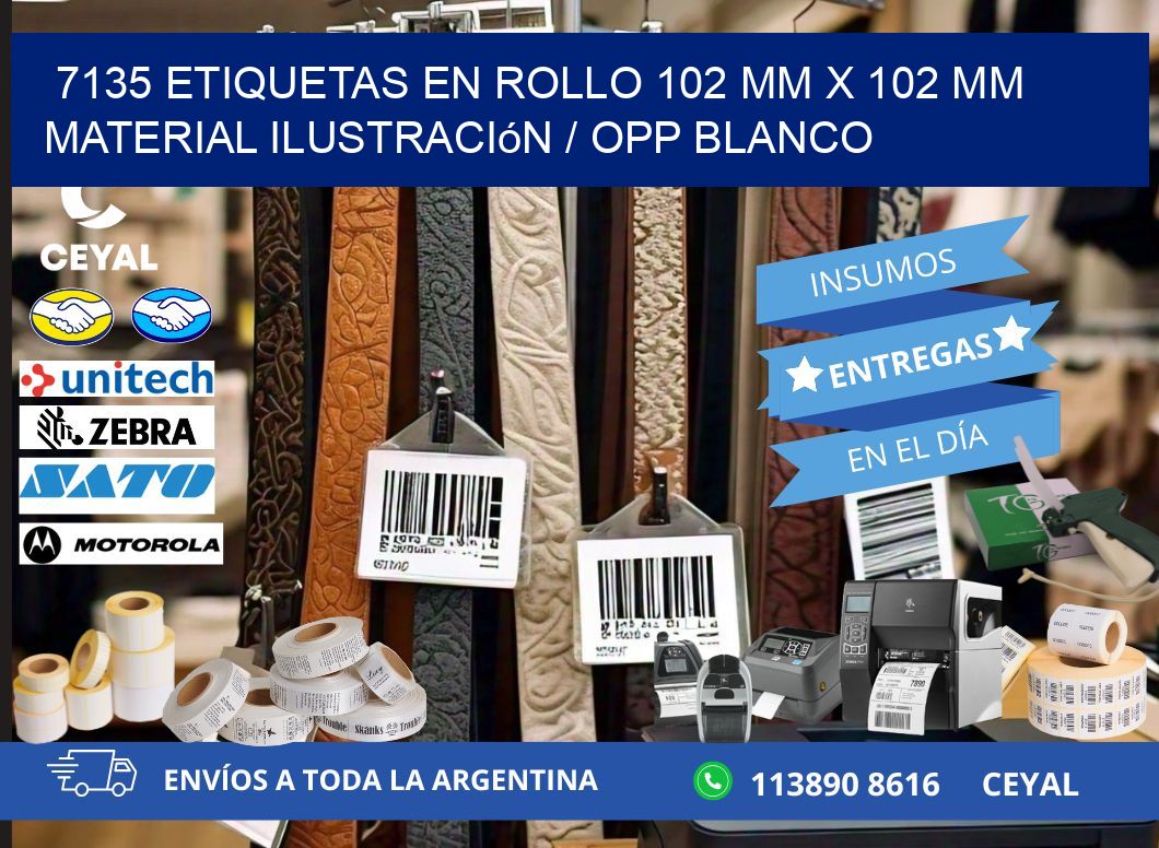 7135 Etiquetas en rollo 102 mm x 102 mm material Ilustración / OPP Blanco