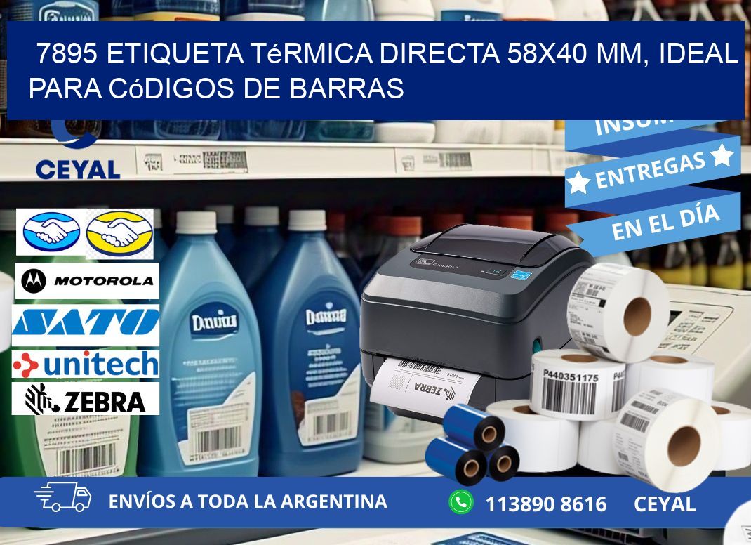 7895 Etiqueta Térmica Directa 58×40 mm, ideal para códigos de barras