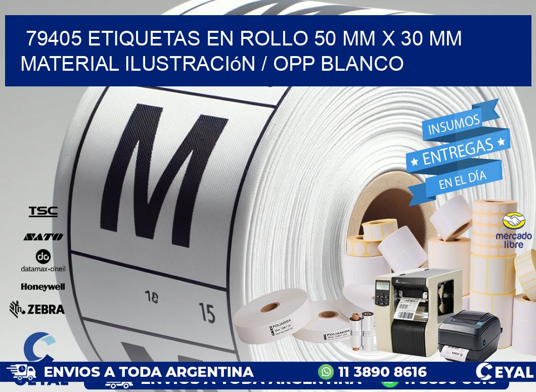 79405 Etiquetas en rollo 50 mm x 30 mm material Ilustración / OPP Blanco