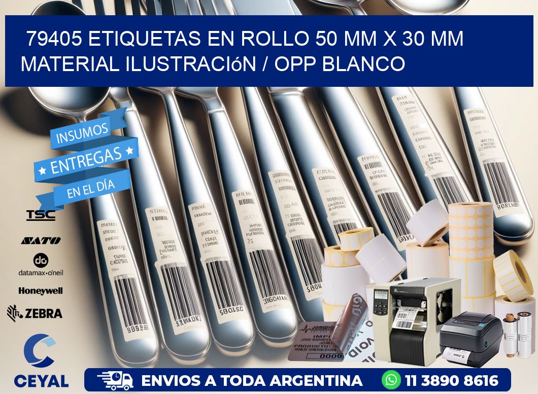 79405 Etiquetas en rollo 50 mm x 30 mm material Ilustración / OPP Blanco
