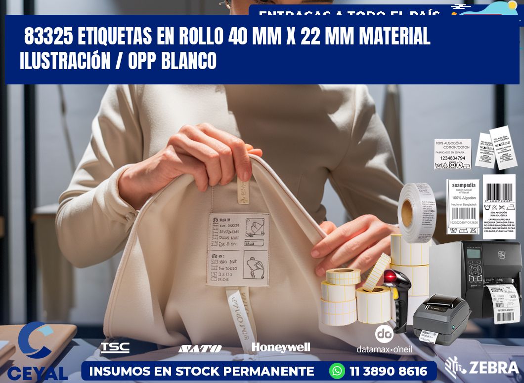 83325 Etiquetas en rollo 40 mm x 22 mm material Ilustración / OPP Blanco
