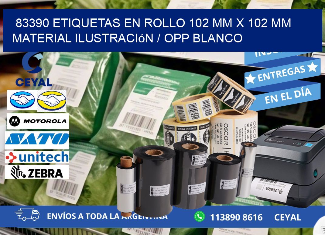 83390 Etiquetas en rollo 102 mm x 102 mm material Ilustración / OPP Blanco