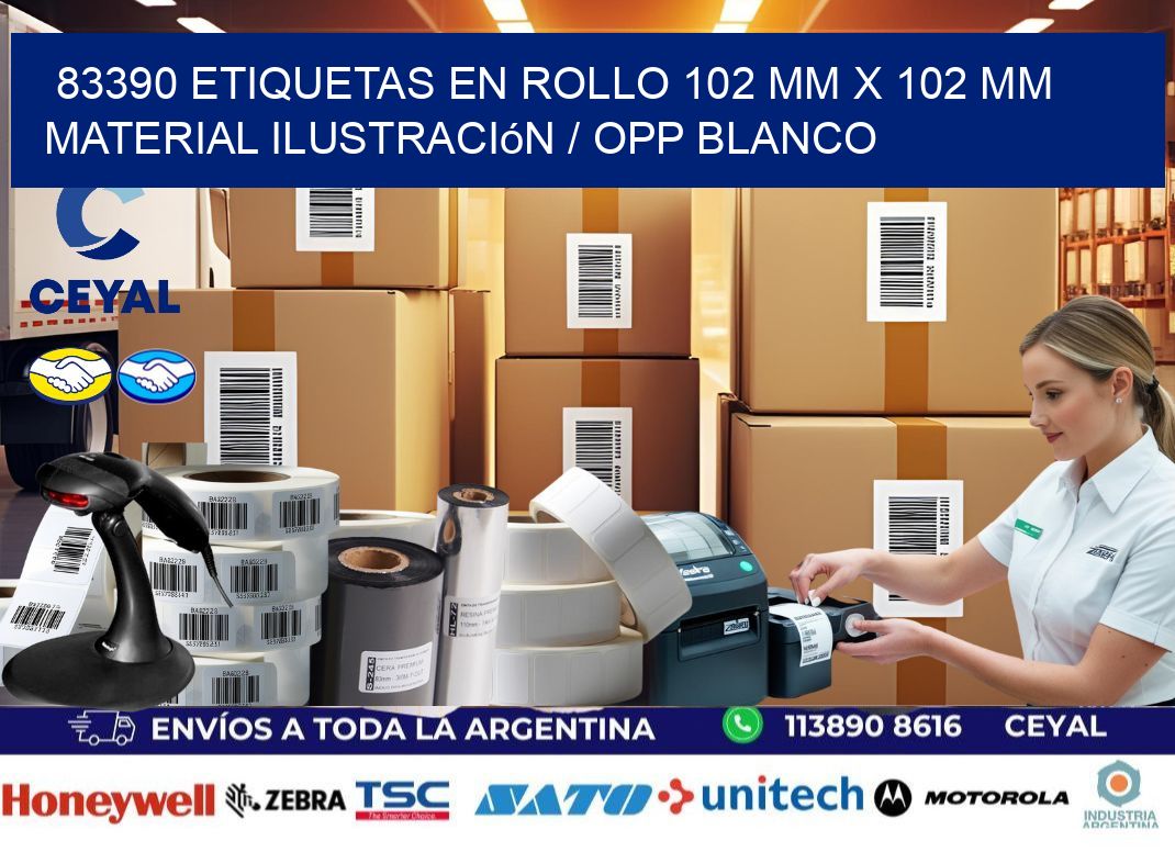83390 Etiquetas en rollo 102 mm x 102 mm material Ilustración / OPP Blanco