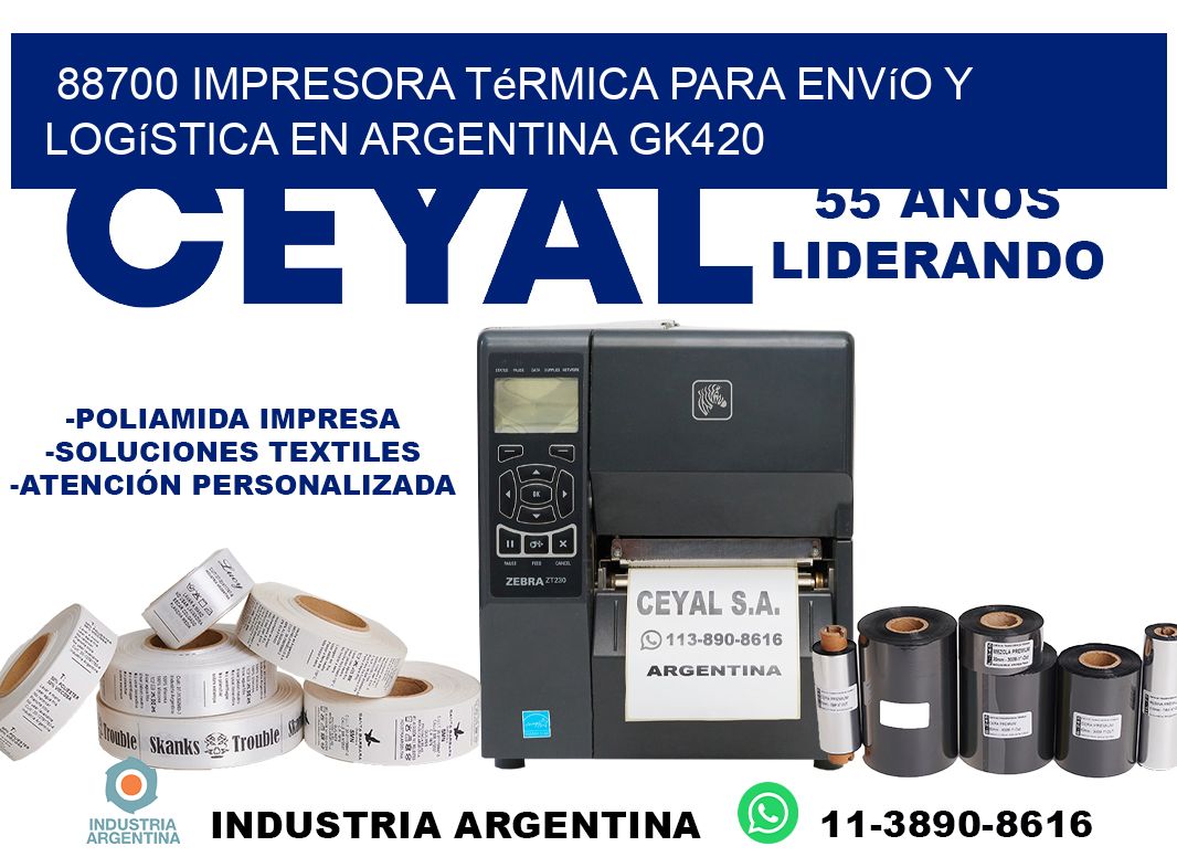 88700 impresora térmica para envío y logística en Argentina GK420