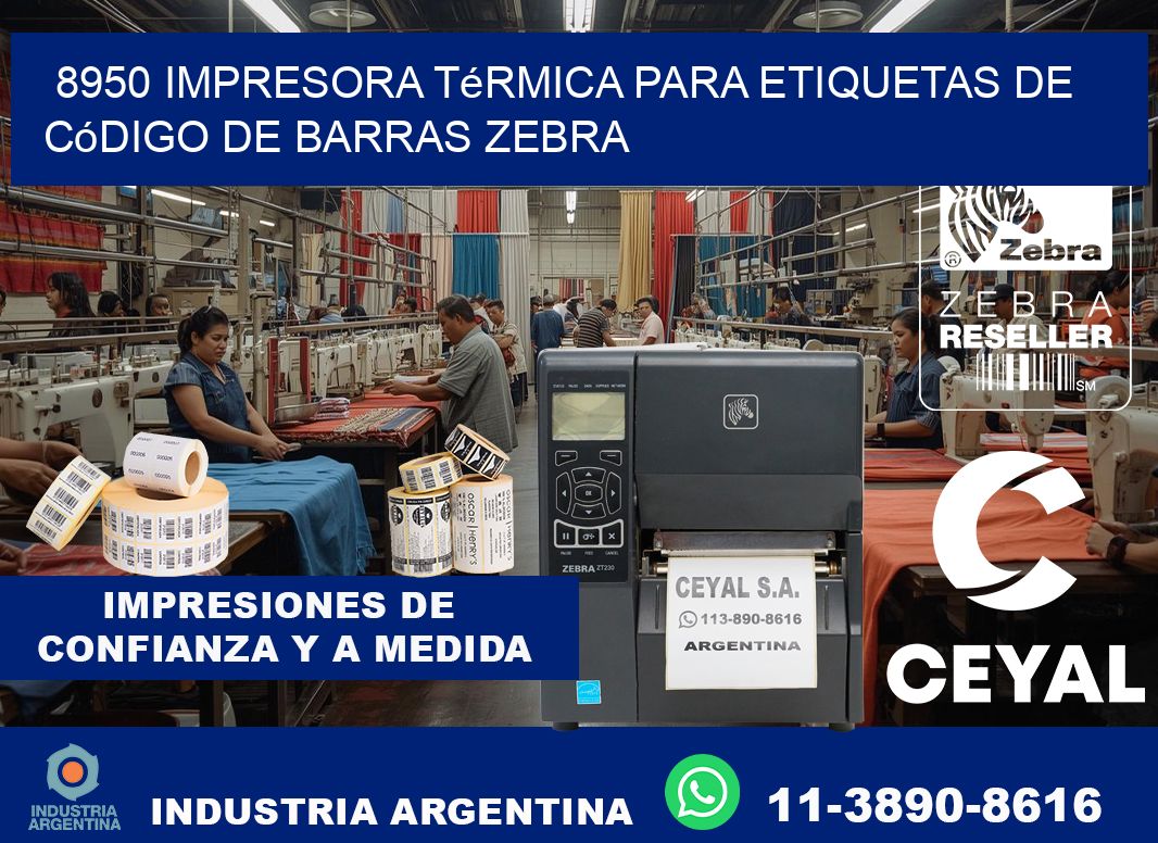 8950 impresora térmica para etiquetas de código de barras Zebra