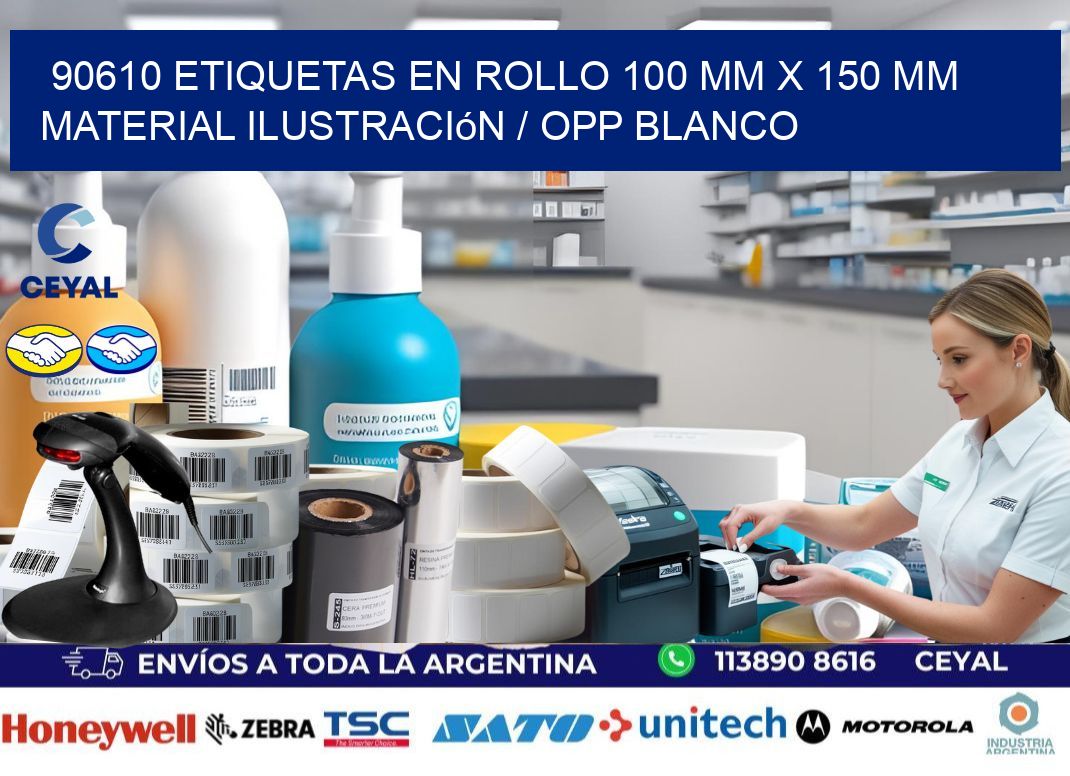 90610 Etiquetas en rollo 100 mm x 150 mm material Ilustración / OPP Blanco