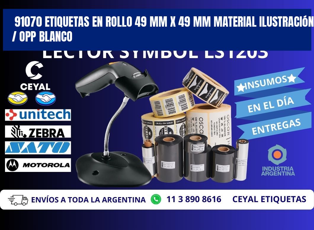 91070 Etiquetas en rollo 49 mm x 49 mm material Ilustración / OPP Blanco