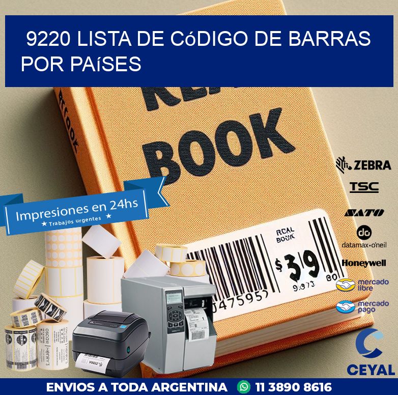9220 Lista de código de barras por países