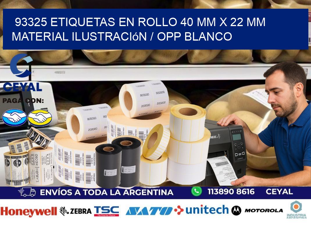 93325 Etiquetas en rollo 40 mm x 22 mm material Ilustración / OPP Blanco