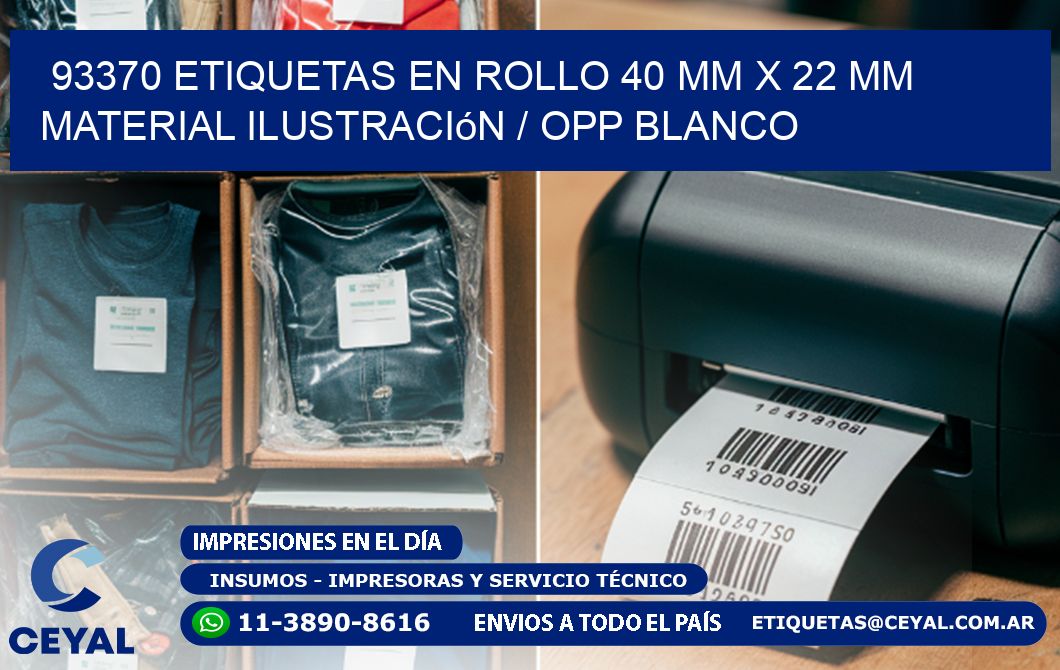 93370 Etiquetas en rollo 40 mm x 22 mm material Ilustración / OPP Blanco
