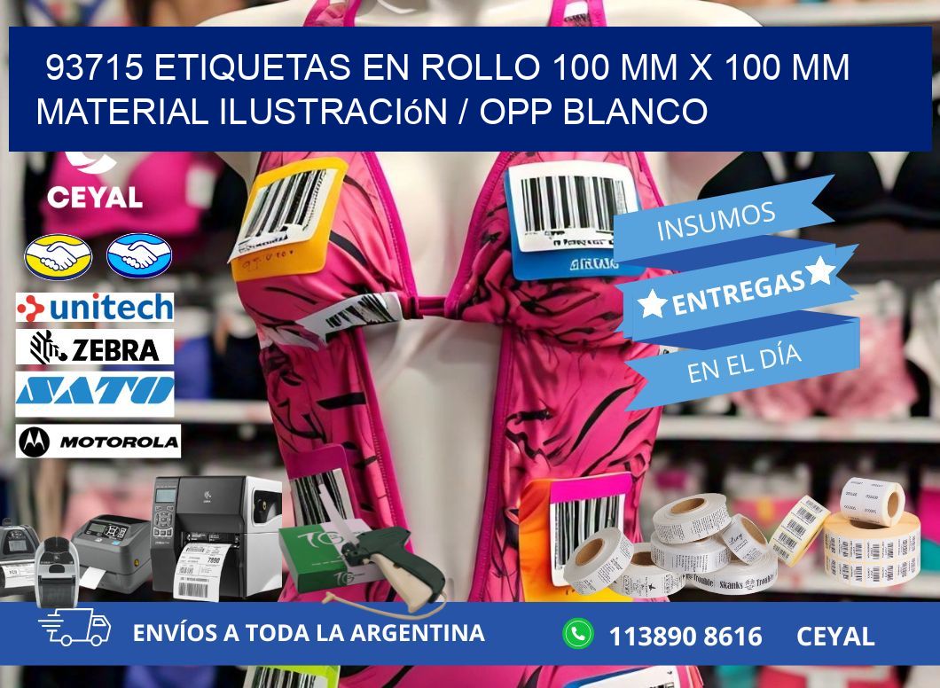 93715 Etiquetas en rollo 100 mm x 100 mm material Ilustración / OPP Blanco