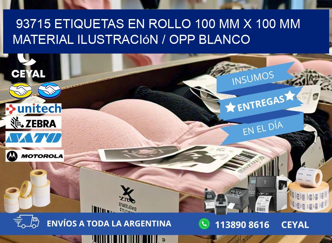 93715 Etiquetas en rollo 100 mm x 100 mm material Ilustración / OPP Blanco