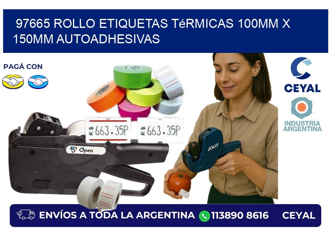 97665 Rollo Etiquetas Térmicas 100mm X 150mm Autoadhesivas