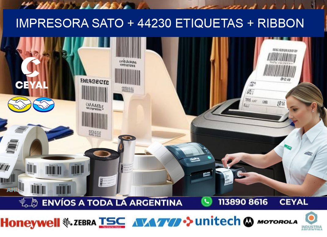 impresora SATO + 44230 etiquetas + ribbon