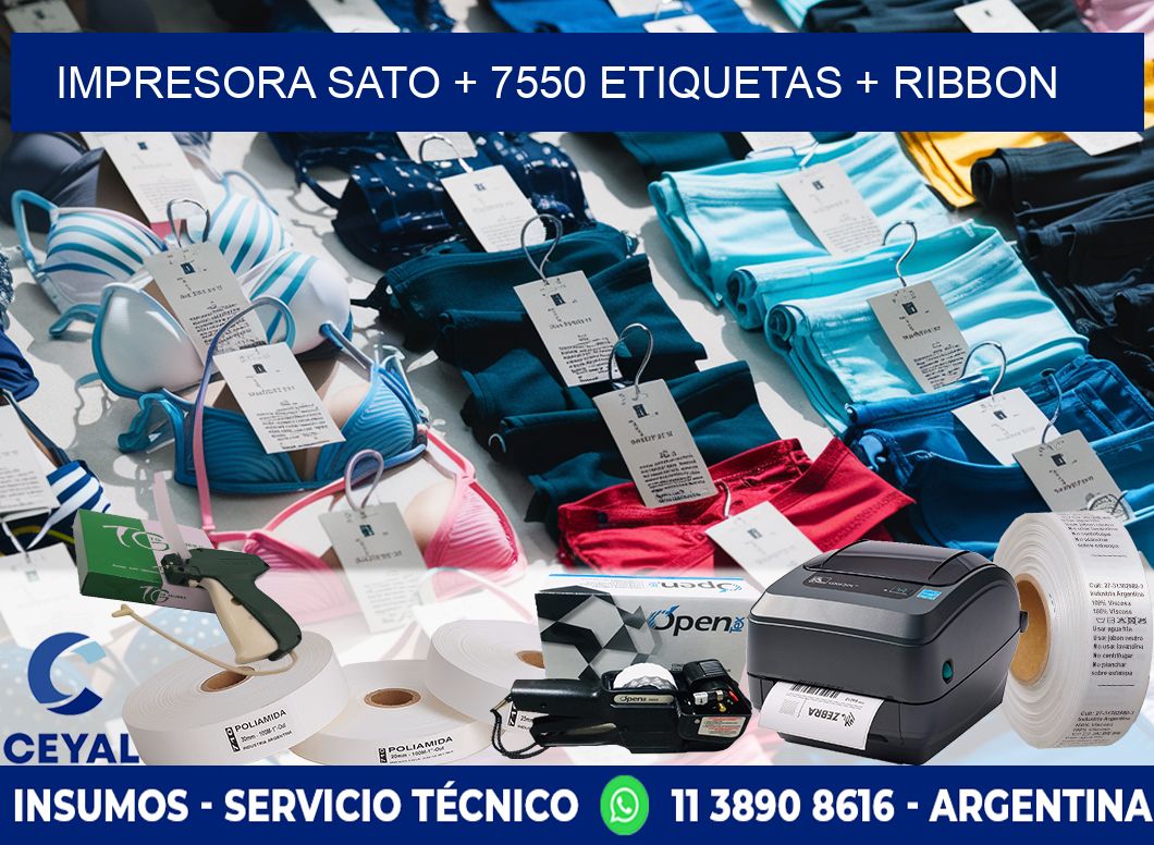 impresora SATO + 7550 etiquetas + ribbon