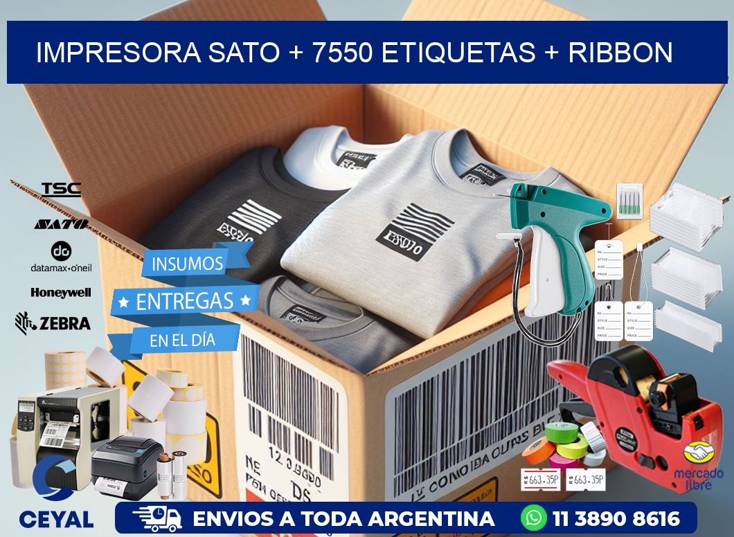 impresora SATO + 7550 etiquetas + ribbon