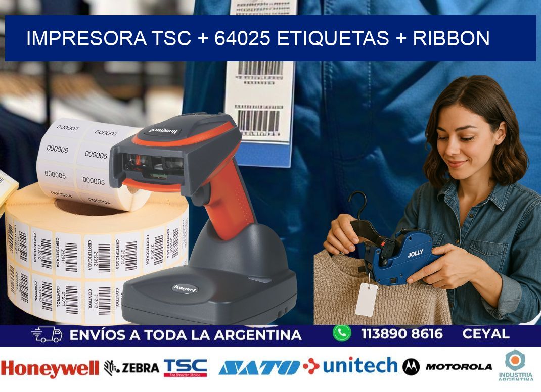impresora TSC + 64025 etiquetas + ribbon