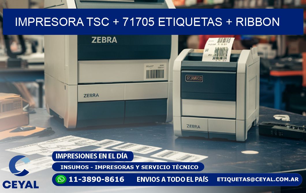 impresora TSC + 71705 etiquetas + ribbon