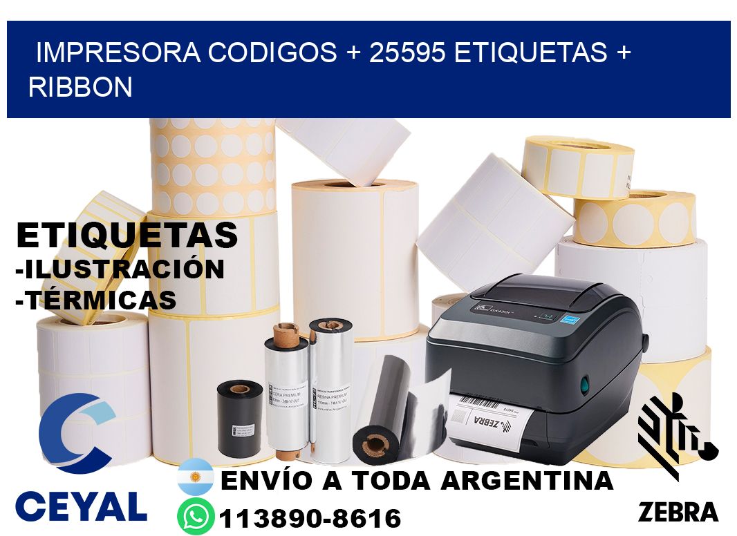 impresora codigos + 25595 etiquetas + ribbon