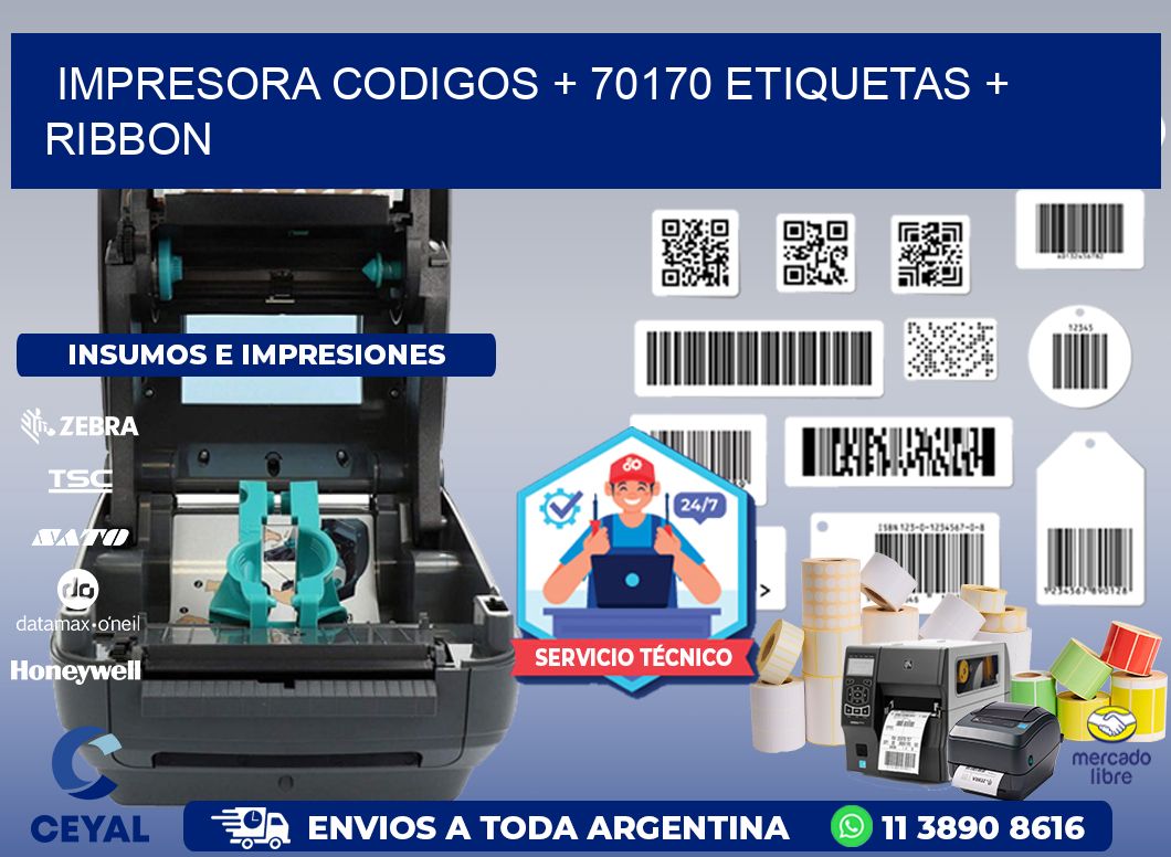 impresora codigos + 70170 etiquetas + ribbon