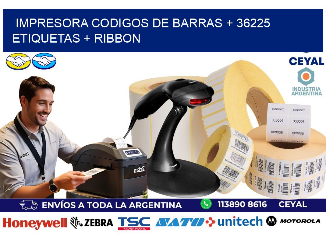 impresora codigos de barras + 36225 etiquetas + ribbon