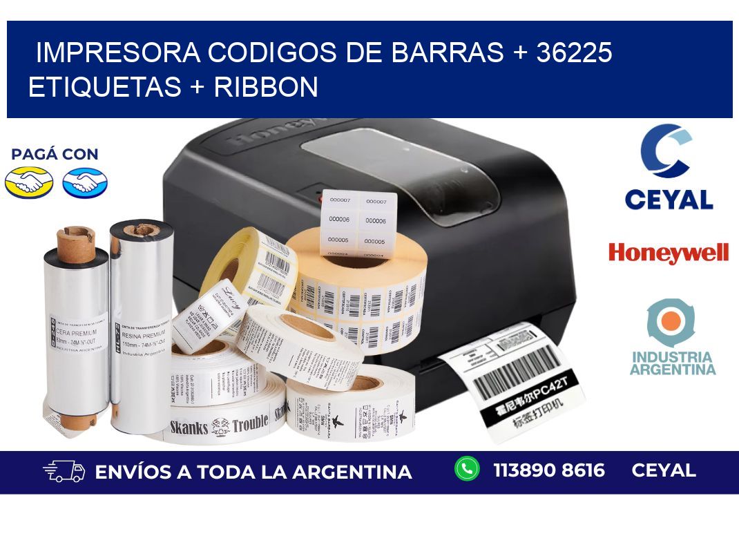 impresora codigos de barras + 36225 etiquetas + ribbon