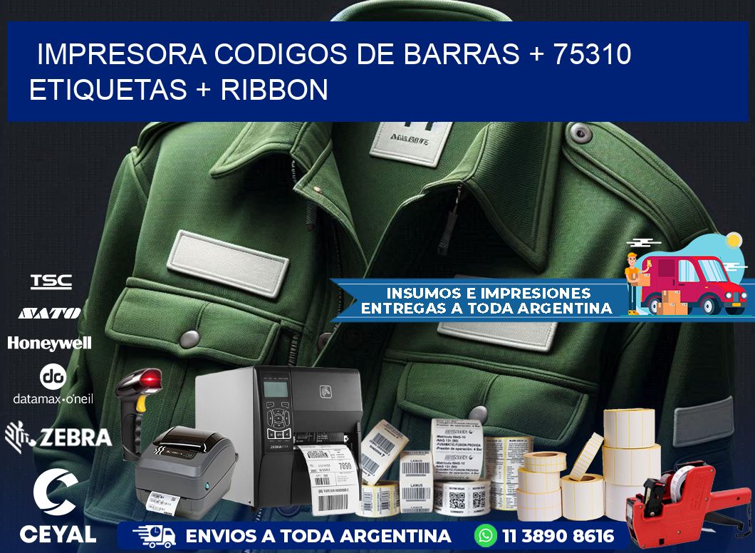 impresora codigos de barras + 75310 etiquetas + ribbon