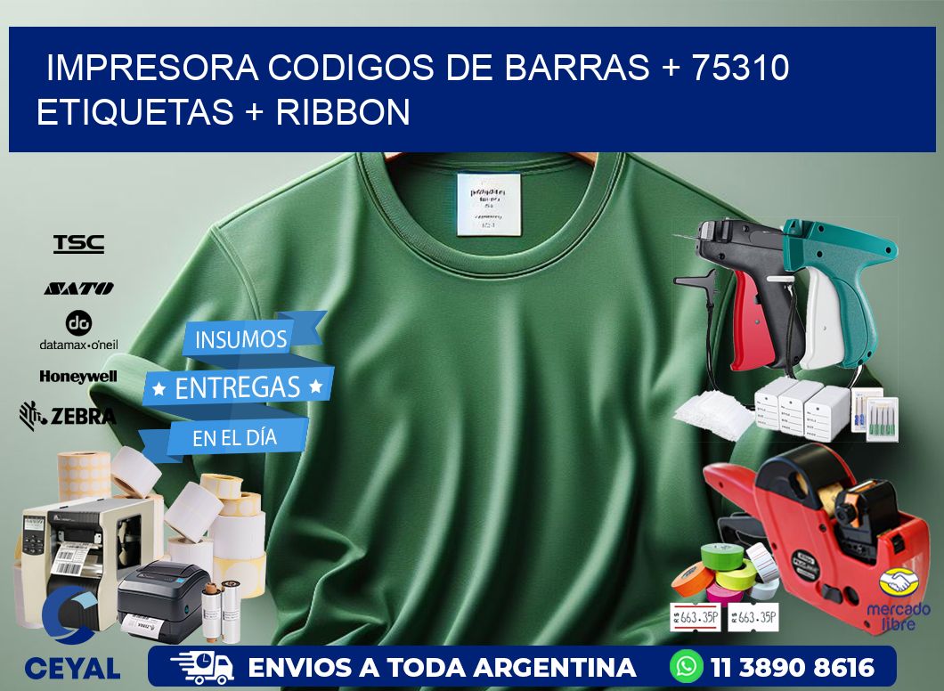 impresora codigos de barras + 75310 etiquetas + ribbon
