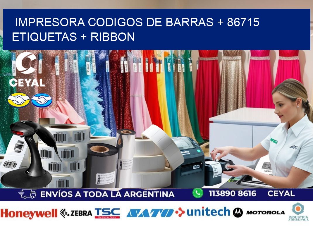 impresora codigos de barras + 86715 etiquetas + ribbon