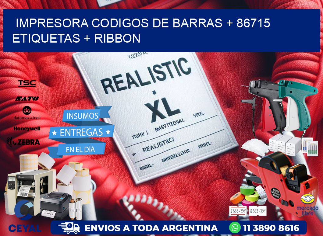 impresora codigos de barras + 86715 etiquetas + ribbon