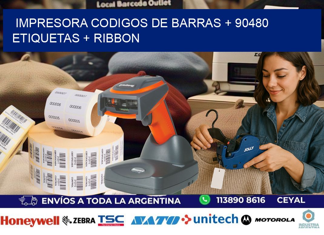 impresora codigos de barras + 90480 etiquetas + ribbon