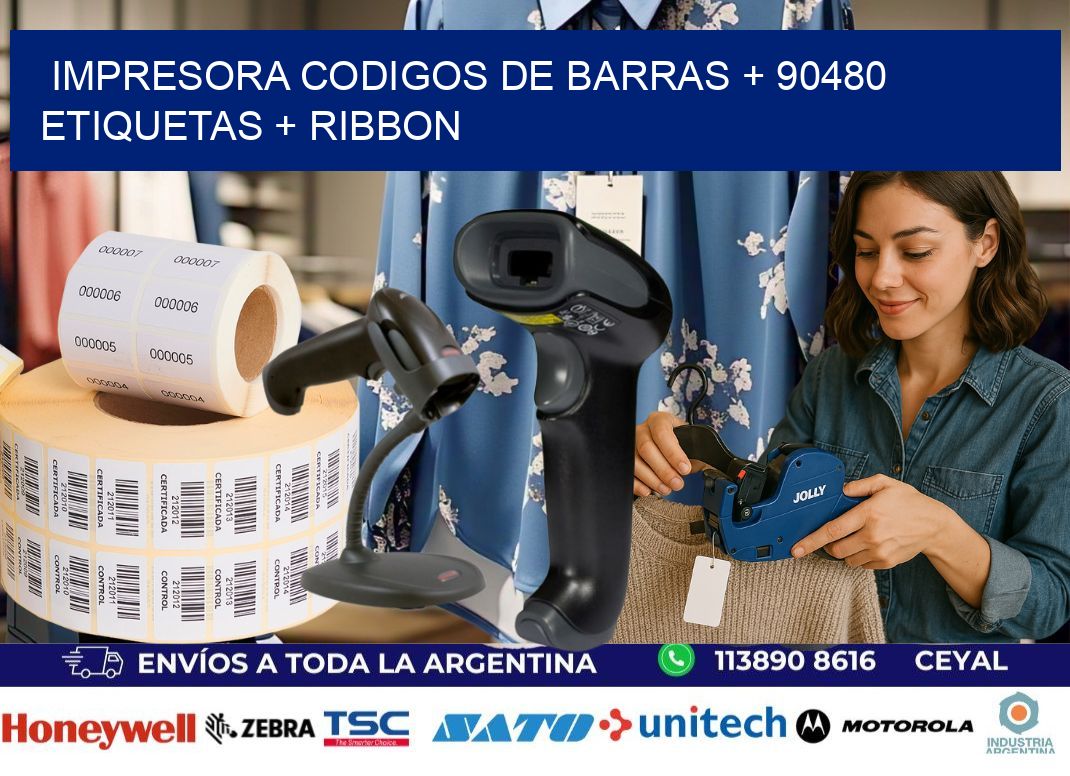 impresora codigos de barras + 90480 etiquetas + ribbon
