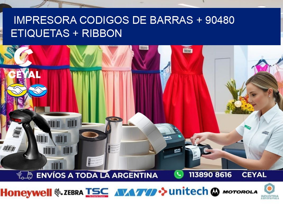 impresora codigos de barras + 90480 etiquetas + ribbon