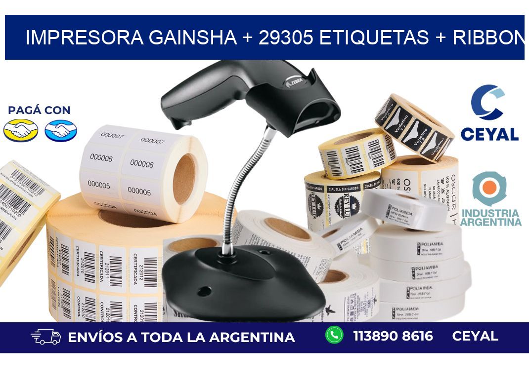 impresora gainsha + 29305 etiquetas + ribbon