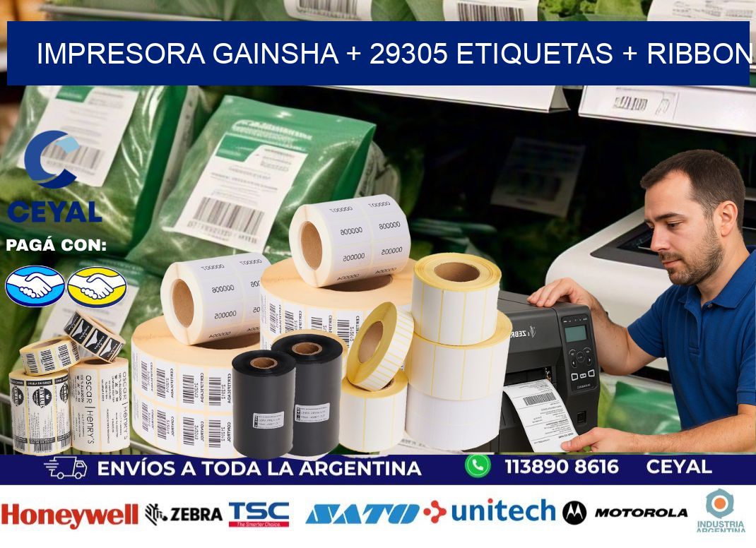 impresora gainsha + 29305 etiquetas + ribbon