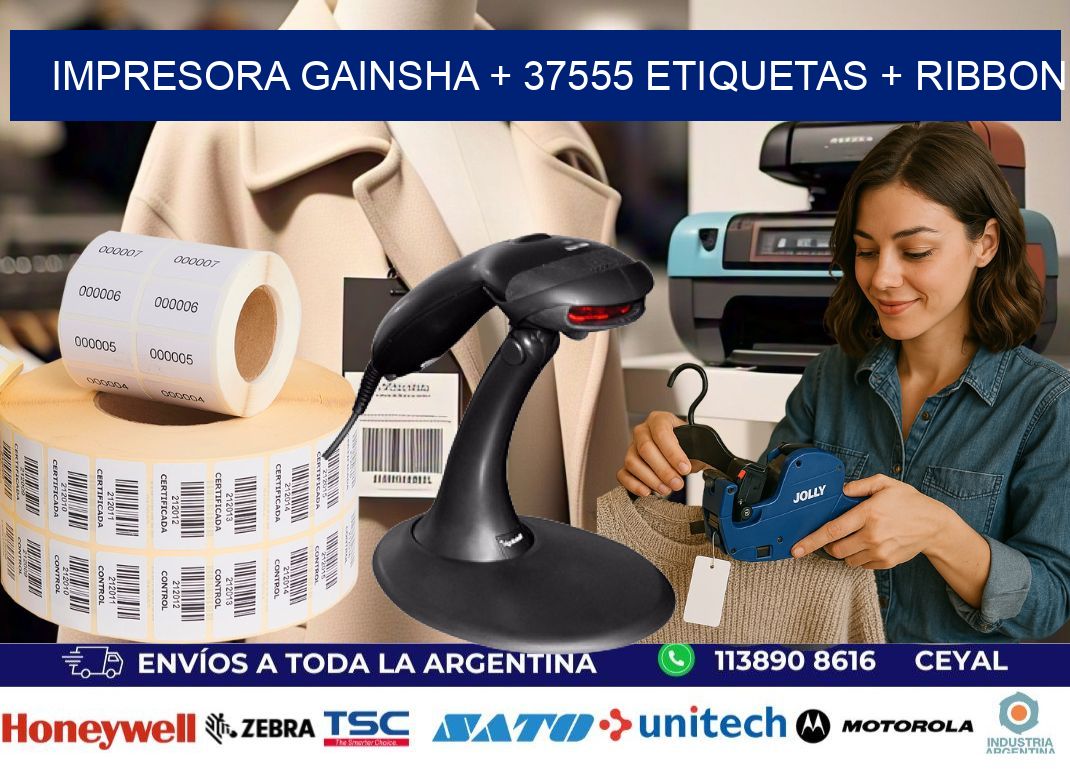 impresora gainsha + 37555 etiquetas + ribbon