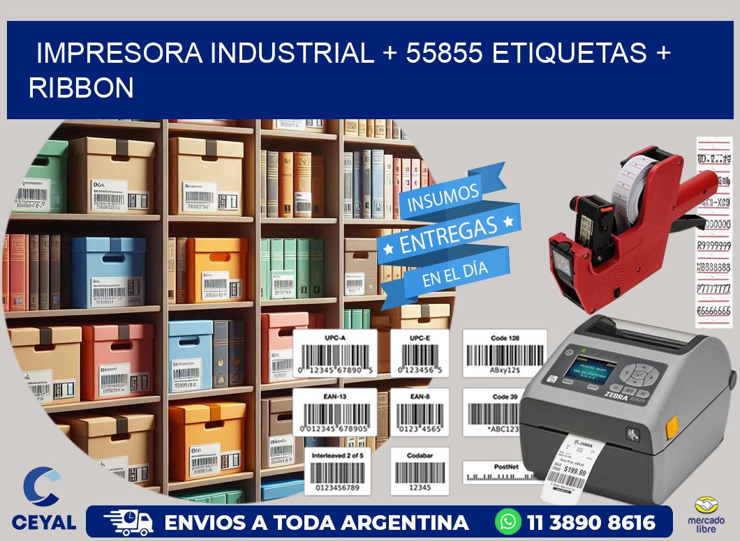 impresora industrial + 55855 etiquetas + ribbon