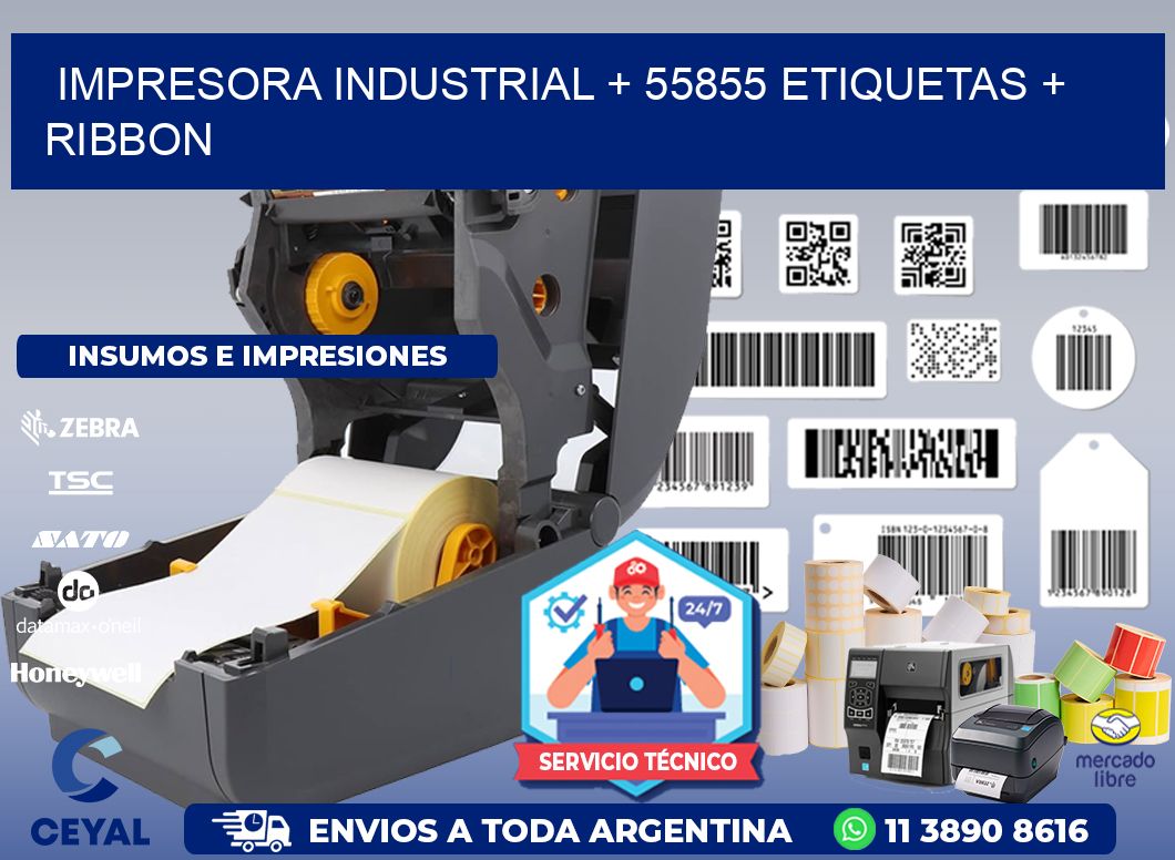 impresora industrial + 55855 etiquetas + ribbon