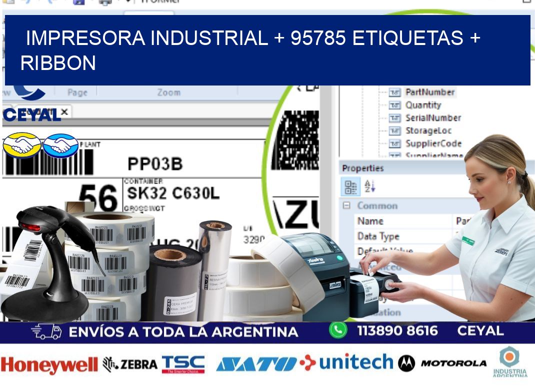 impresora industrial + 95785 etiquetas + ribbon